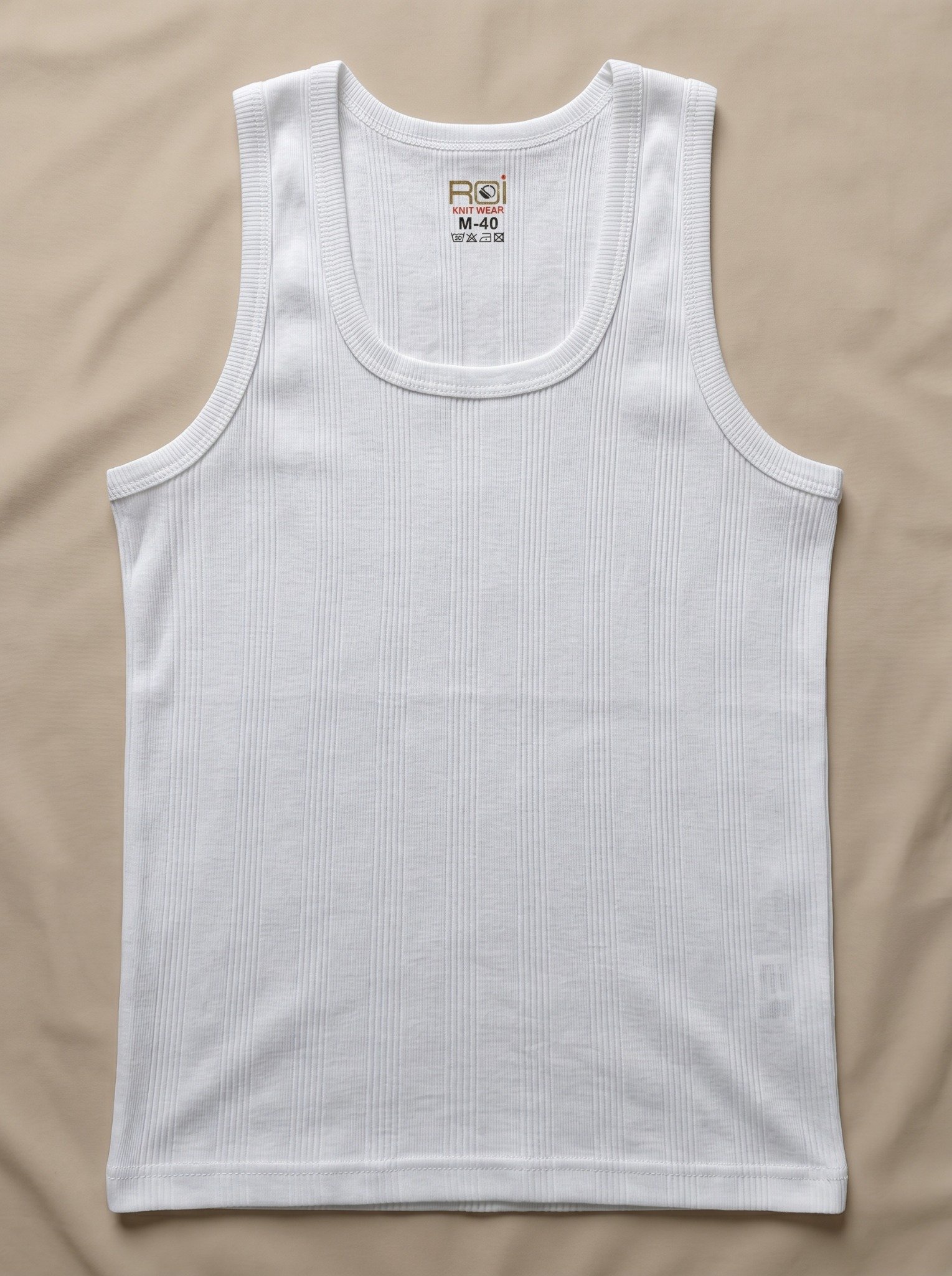 White RIB knit vest, front view